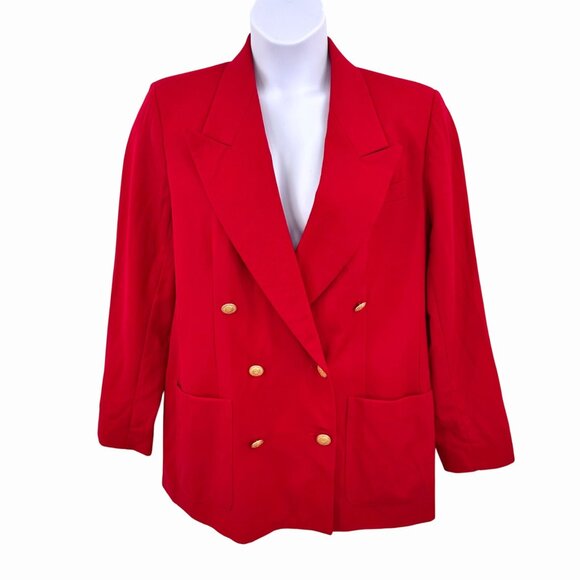 VTG H&W HAWKSLEY & WIGHT DOUBLE-BREASTED WORSTED WOOL BLAZER DCRTVE GOLD BUTTONS - Picture 1 of 5